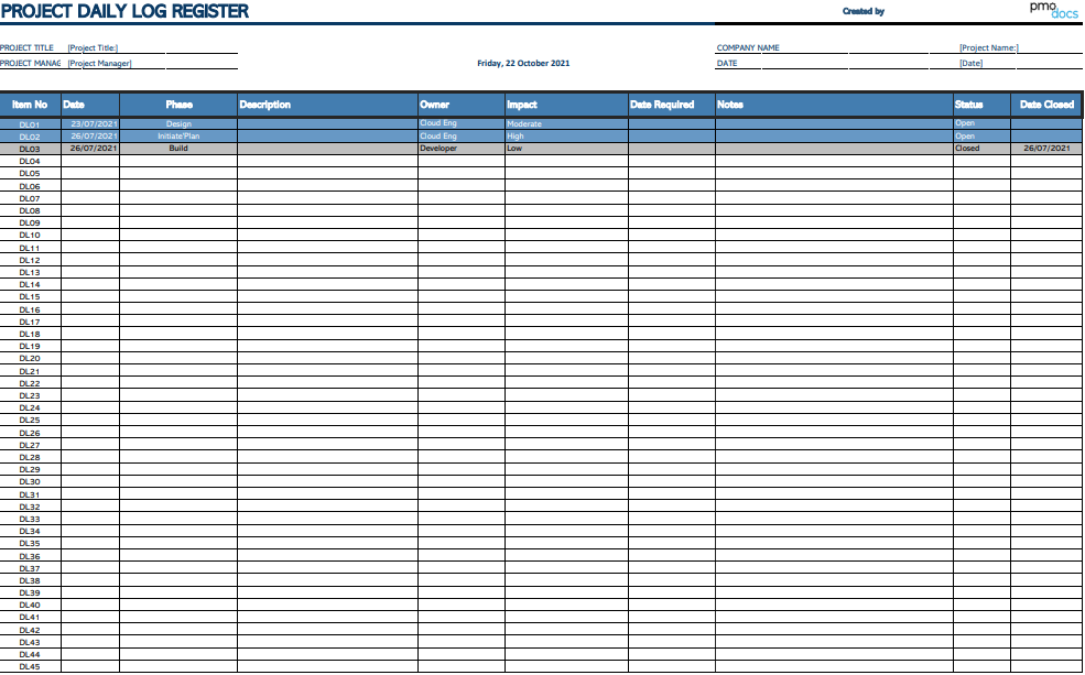 SME Daily Log Reg.