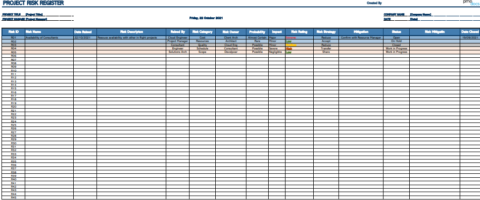 SME Risk Register.