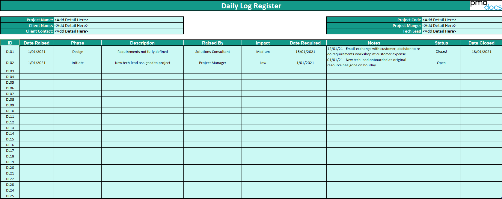 Basic Daily Log Reg.